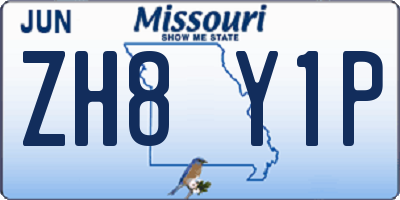 MO license plate ZH8Y1P