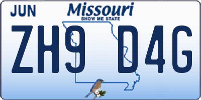 MO license plate ZH9D4G