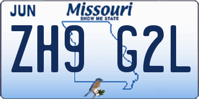 MO license plate ZH9G2L