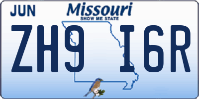 MO license plate ZH9I6R