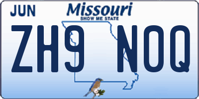MO license plate ZH9N0Q