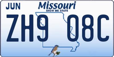 MO license plate ZH9O8C