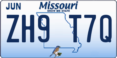 MO license plate ZH9T7Q