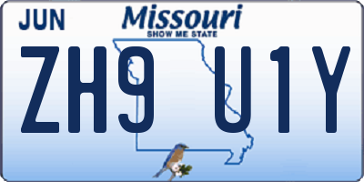 MO license plate ZH9U1Y