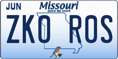 MO license plate ZK0R0S