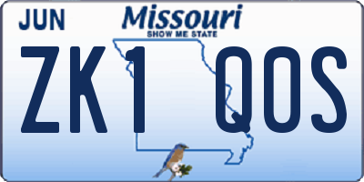 MO license plate ZK1Q0S