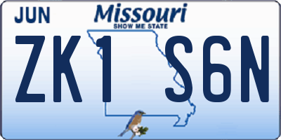 MO license plate ZK1S6N