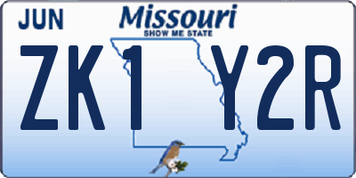 MO license plate ZK1Y2R