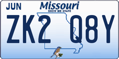 MO license plate ZK2Q8Y