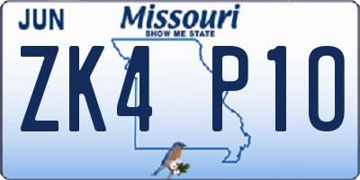 MO license plate ZK4P1O