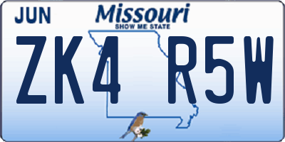 MO license plate ZK4R5W
