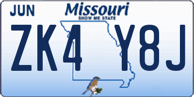 MO license plate ZK4Y8J