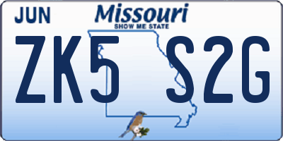MO license plate ZK5S2G