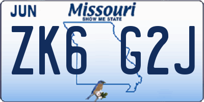 MO license plate ZK6G2J