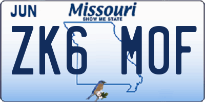 MO license plate ZK6M0F