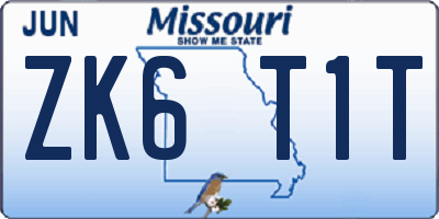 MO license plate ZK6T1T