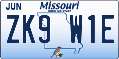 MO license plate ZK9W1E