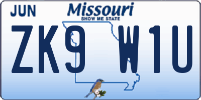 MO license plate ZK9W1U