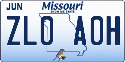 MO license plate ZL0A0H