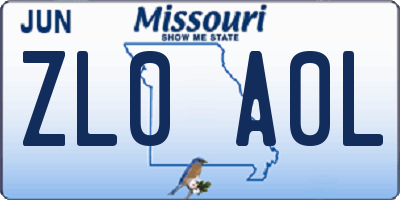 MO license plate ZL0A0L