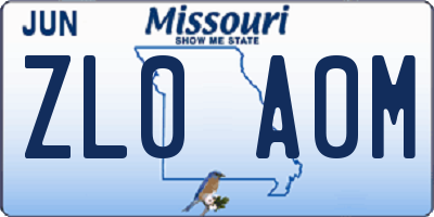 MO license plate ZL0A0M