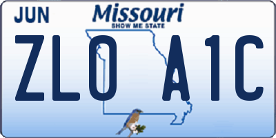MO license plate ZL0A1C