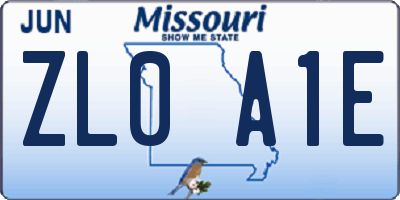 MO license plate ZL0A1E