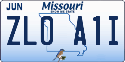 MO license plate ZL0A1I