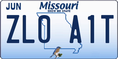 MO license plate ZL0A1T
