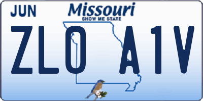 MO license plate ZL0A1V