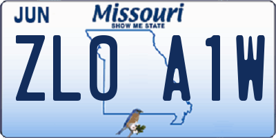 MO license plate ZL0A1W