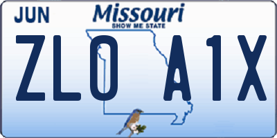 MO license plate ZL0A1X