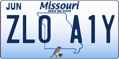 MO license plate ZL0A1Y
