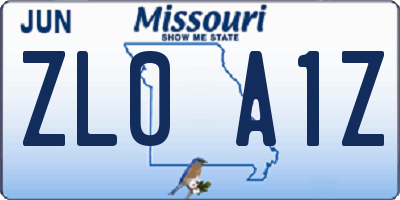 MO license plate ZL0A1Z
