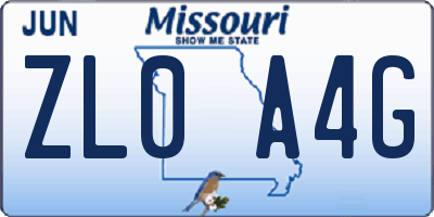 MO license plate ZL0A4G