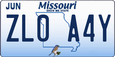 MO license plate ZL0A4Y
