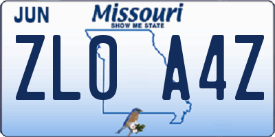 MO license plate ZL0A4Z