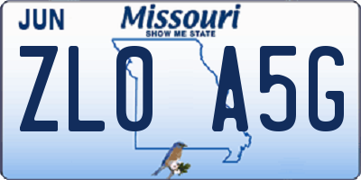MO license plate ZL0A5G
