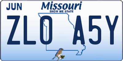 MO license plate ZL0A5Y