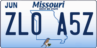 MO license plate ZL0A5Z