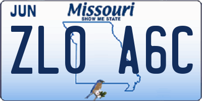 MO license plate ZL0A6C