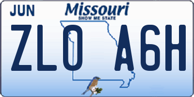MO license plate ZL0A6H