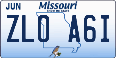 MO license plate ZL0A6I