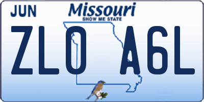 MO license plate ZL0A6L
