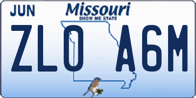 MO license plate ZL0A6M