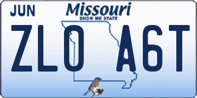 MO license plate ZL0A6T