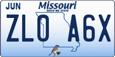 MO license plate ZL0A6X
