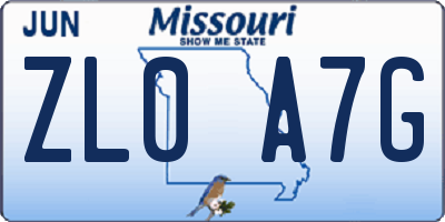 MO license plate ZL0A7G