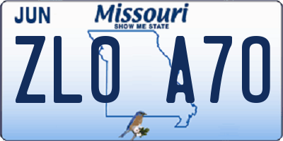 MO license plate ZL0A7O