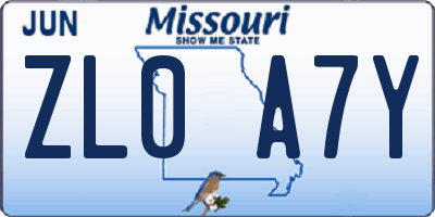 MO license plate ZL0A7Y